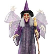 Wicked Witch Standing Animatronic Moving Talking Sounds LED Eyes 5-ft Halloween - £74.91 GBP