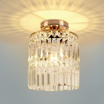 Crystal Flush Mount Ceiling Light Fixture Modern Gold Contemporary Hallway Semi - £32.95 GBP