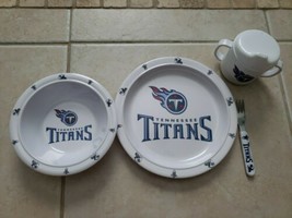 Tennessee Titans Kids Dinner Set 4 Pcs Dinnerware: Plate Bowl Sippy Cup Fork - £4.78 GBP