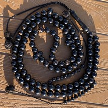 8 mm 100 beads Black Coral Prayer beads necklace Yusr yemen komboloi يسر مكاوي - £158.27 GBP