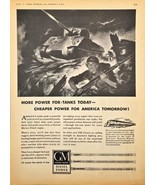 1943 GENERAL MOTORS DIESEL POWER-Tanks-U.S. Solider-Rifle-Vintage Print ... - $12.82