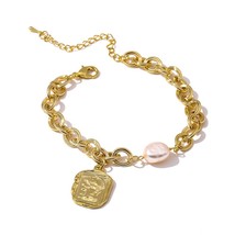 Yup Trendy Religion Portrait Square Pendant Bracelet Luxury Natural Pearl Jewelr - £9.22 GBP