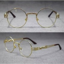 Mens CLASSIC VINTAGE RETRO Style Clear Lens EYE GLASSES Round Gold Fashi... - £15.46 GBP