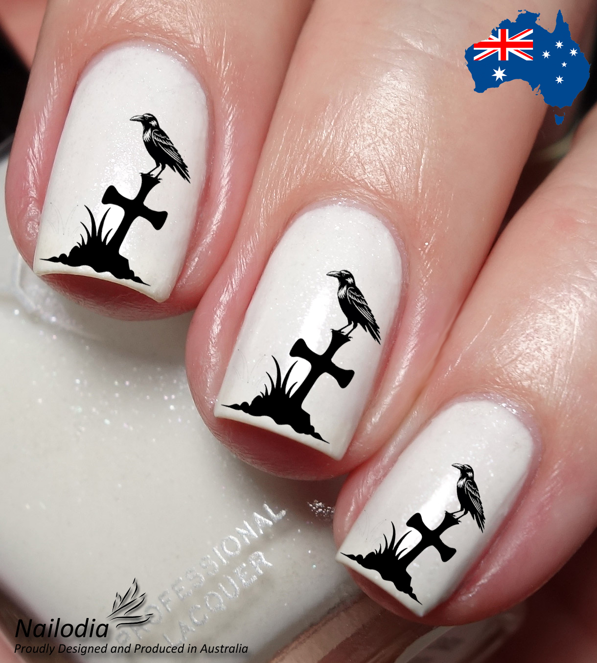 Raven Crow Lovers Nail Art Decal Sticker Water Transfer Slider - $3.99
