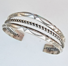 NATIVE AMERICAN BELL TRADING POST 925 STERLING SILVER ROPE CABLE CUFF BR... - $3,411.12 MXN