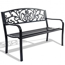 50&quot; Patio Park Steel Frame Cast Iron Backrest Bench - $2,528.44 MXN