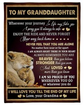 To My Granddaughter Blanket Gift For Girl Love Grandma Lions Custom Blanket Xmas - £46.41 GBP+