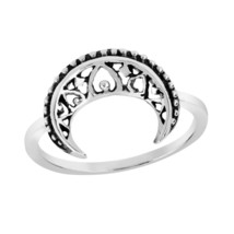 Mystical and Romantic Crescent Moon Sterling Silver Ring-10 - £13.21 GBP