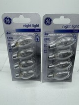 (2) GE Lighting 4W Clear Night Light Bulbs Candelabra Base C7 4 Pack COM... - $9.99