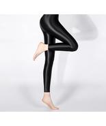 Ankle-Length Sexy Satin Glossy Leggings with Glitter - Shiny Trousers an... - £51.90 GBP