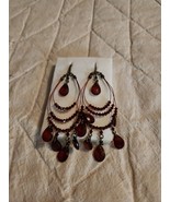 Vintage Avon Teardrop Wire Hoop Red Pierced Earrings - $28.72 CAD