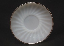 Old Vintage Suburbia Anchor Hocking 6&quot; Saucer Milk White Swirl Gold Scal... - $8.90
