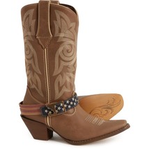 Durango Ladies Brown Khaki Flag Accessory Shank Strap Western Boots Size 9 - $2,377.88 MXN