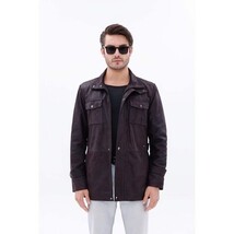 Vinci The Cremona Deep Brown Suede Leather Men Jacket image 7