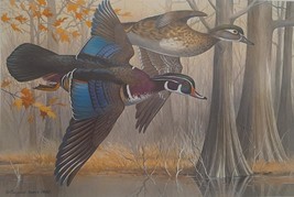 Big Lake - Wood Ducks by Maynard Reece 1982-1983 Arkansas Migratory Waterfowl Hu - £94.00 GBP