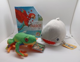 Bundle 3pc Parrot 300pc Puzzle Tree Frog and Shark Plush Animal  - $37.98