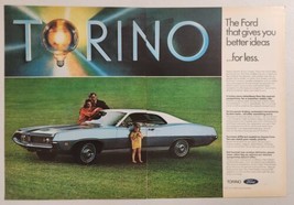 1970 Print Ad The 1971 Ford Torino 500 2-Door Hard Top Blue with White Top - $20.68
