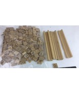 200 Wood Wooden Scrabble Letter Tiles Lot Plus 4 Racks - £19.32 GBP