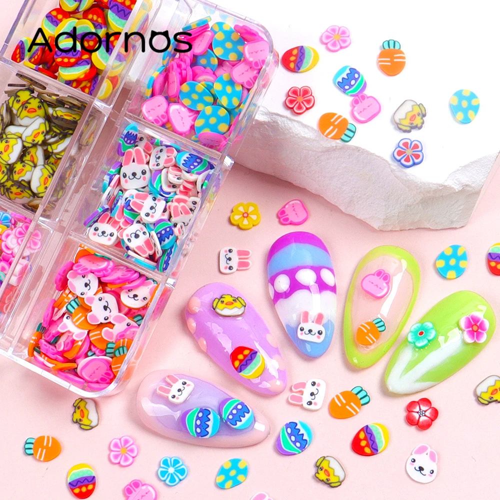 Easter Nail Art Charms Polymer Clay Slices Sprinkles Kawaii Bunny Chick Easter - £8.01 GBP