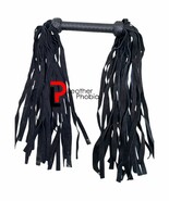 Premium Double-Ended Flogger Whip Leather 50 Tails Black Red BDSM Impact Pl - $43.00