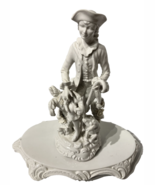 Dresden N Crown Shepherd Man Vintage bisque Figurine w Pedestal 10&quot; - €257,06 EUR