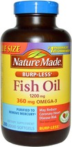 Nature Made Burp-Less Fish Oil 1200mg, 360mg Omega-3, Liquid Softgels 200 ea (Pa - £77.52 GBP