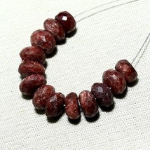 29.80cts Natural Ruby Faceted Rondelle Bead Loose Gemstone 13pcs Size 6mm To 7mm - £7.99 GBP