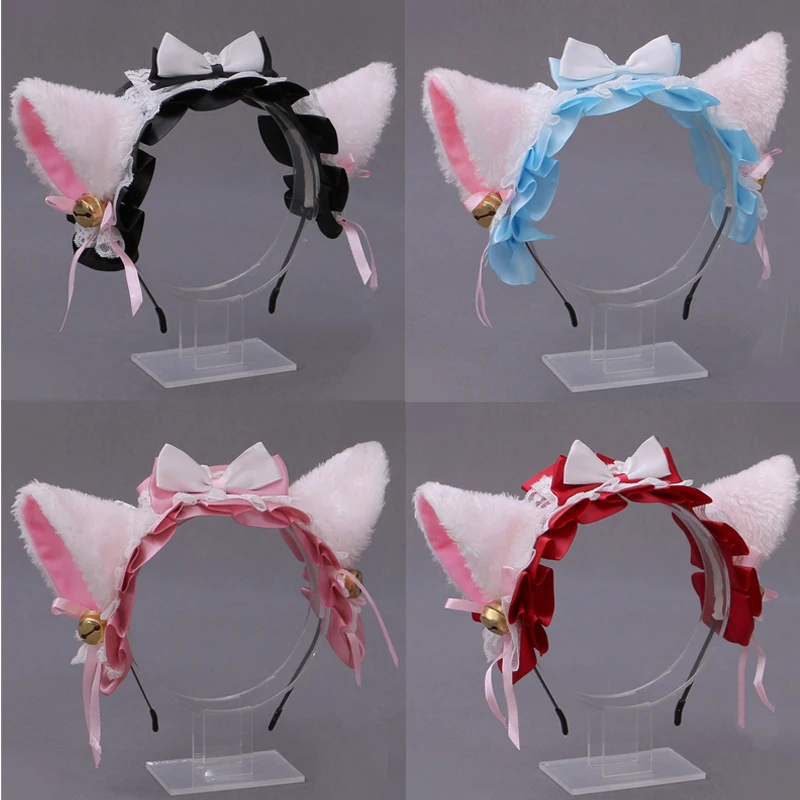 Ay cat ears headband anime dance party costume wolf fox ear plush hairband girls kawaii thumb200