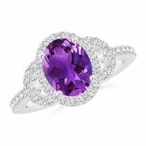 ANGARA Vintage Style Oval Amethyst Halo Ring for Women, Girls in 14K Sol... - £2,238.30 GBP