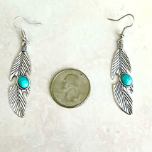 BBR Southwest Native Turquoise &amp; Silver Dangle Earrings - £26.33 GBP