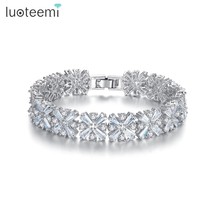 Top Luxury Wedding Tennis Bracelet 3 Rows High Quality Zircon Stones Super Shinn - £29.51 GBP