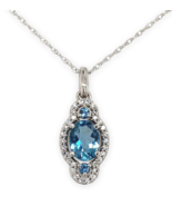 Platinum Genuine Natural Aquamarine and Diamond Pendant with Chain (#J6968) - $35,144.25 MXN
