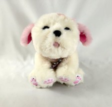 Animatronic Little Live Pets Lucy Dog Plush 9&quot;  Barks &amp; Moves White Pink WORKS - £10.89 GBP