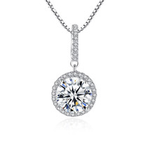 1 ct Moissanite Inlaid Pendant S925 Silver Necklace SN0100 - £11.88 GBP