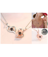 Two Hearts As One Love Pendant Projection Necklace I love you in 100 Lan... - $155.36 MXN