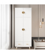 Modern 4 Door Armoire Wardrobes With Clothing Rod And 2 Drawers Storage ... - £304.52 GBP