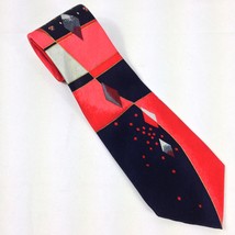 Angelino  Italy 100% Silk Tie Red Blue Abstract Design 60&quot; x 4&quot; Used - £19.92 GBP