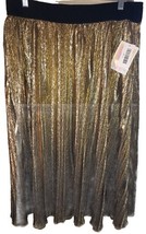NWT LuLaRoe Large Elegant Metallic Gold Black JILL Pleated Accordion Skirt - $31.67