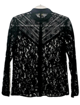 Worthington Women&#39;s Black Sheer Lace Top Blouse Shirt Button Down Sexy Shirt PM - $7.87