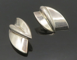 BAYANIHAN 925 Silver &amp; 14K GOLD - Vintage Shiny Modernist Drop Earrings - EG9227 - £74.69 GBP