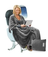 Travel Blanket Airplane Office Poncho 4 In 1 Premium Cozy Fleece Portabl... - £31.12 GBP