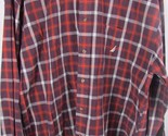 Nautica maroon red blue orange plaid button shirt XXL Men&#39;s long sleeve ... - $12.86