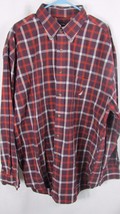Nautica maroon red blue orange plaid button shirt XXL Men&#39;s long sleeve cotton - £10.27 GBP
