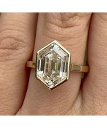 2.50 Ct Hexagonal Special Cut Moissanite Gold Silver Full Bezel Set Ring... - $354.34 CAD+