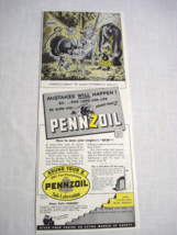 1942 Pennzoil Cartoon Ad For Long Car Life Be Sure You-Sound Your Z - $8.99
