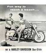 Harley Davidson Duo Glide Advertisement 1960 Motorcycle Tag The Beach LG... - €34,31 EUR