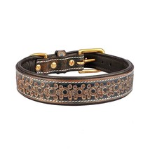 Leather Comfortable, Lightweight Hand Tooling Flower Design Dog Collar for all - £35.05 GBP
