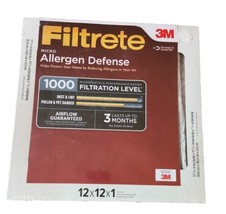 2 Pack- 3M FILTRETE 12x12x1 AC Air Filter (1000 Micro Allergen Defense) ... - £11.58 GBP