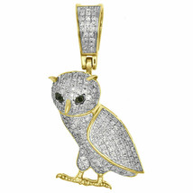 0.50 Ct Round Cut Diamond Standing Owl Bird Pendent 14k Yellow Gold Over - £135.85 GBP