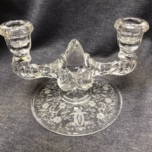 Vintage New Martinsville Meadow Wreath Double Candle Holder The Radiance... - $9.50